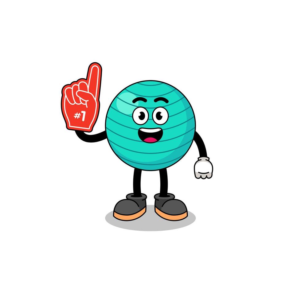 Cartoon mascot of exercise ball number 1 fans vector