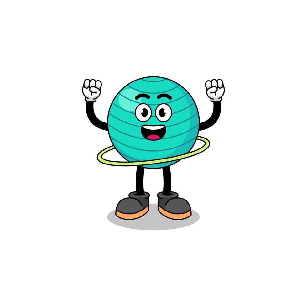 Character Illustration of exercise ball playing hula hoop vector