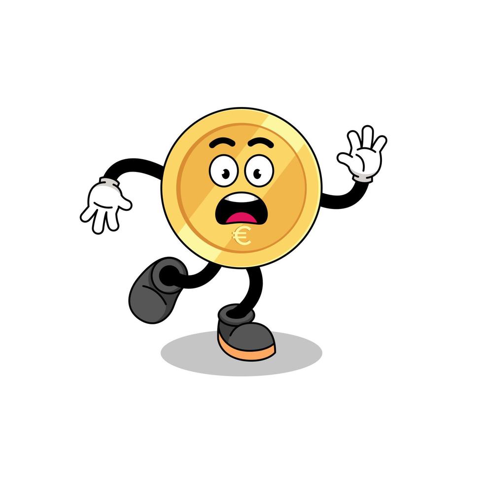 slipping euro coin mascot illustration vector