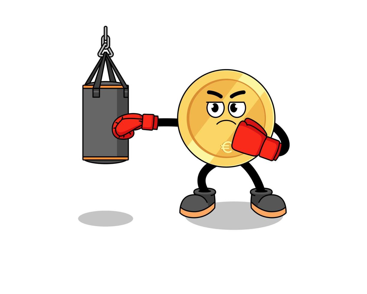 Illustration of euro coin boxer vector