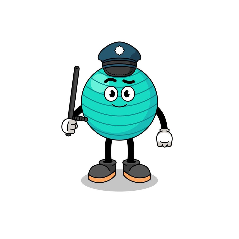 Cartoon Illustration of exercise ball police vector