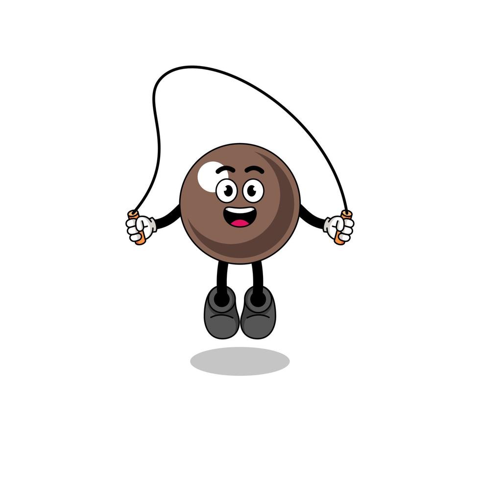 tapioca pearl mascot cartoon is playing skipping rope vector