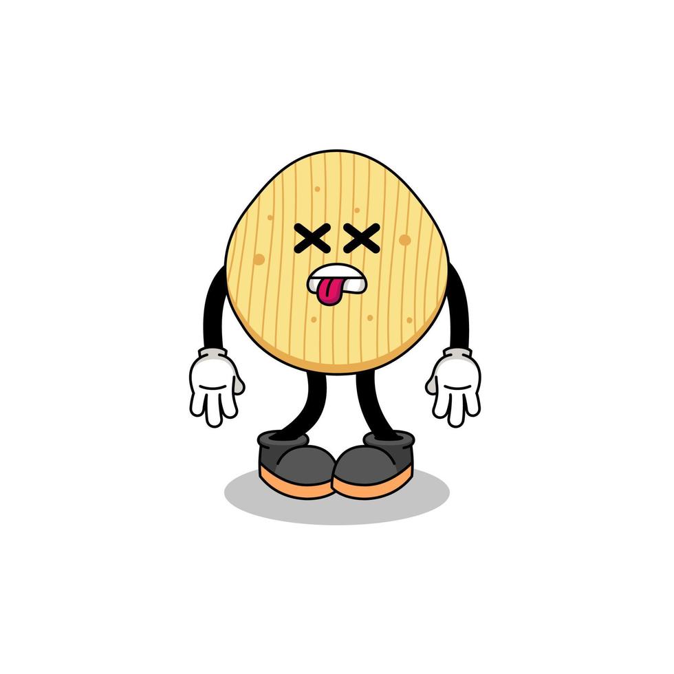 potato chip mascot illustration is dead vector