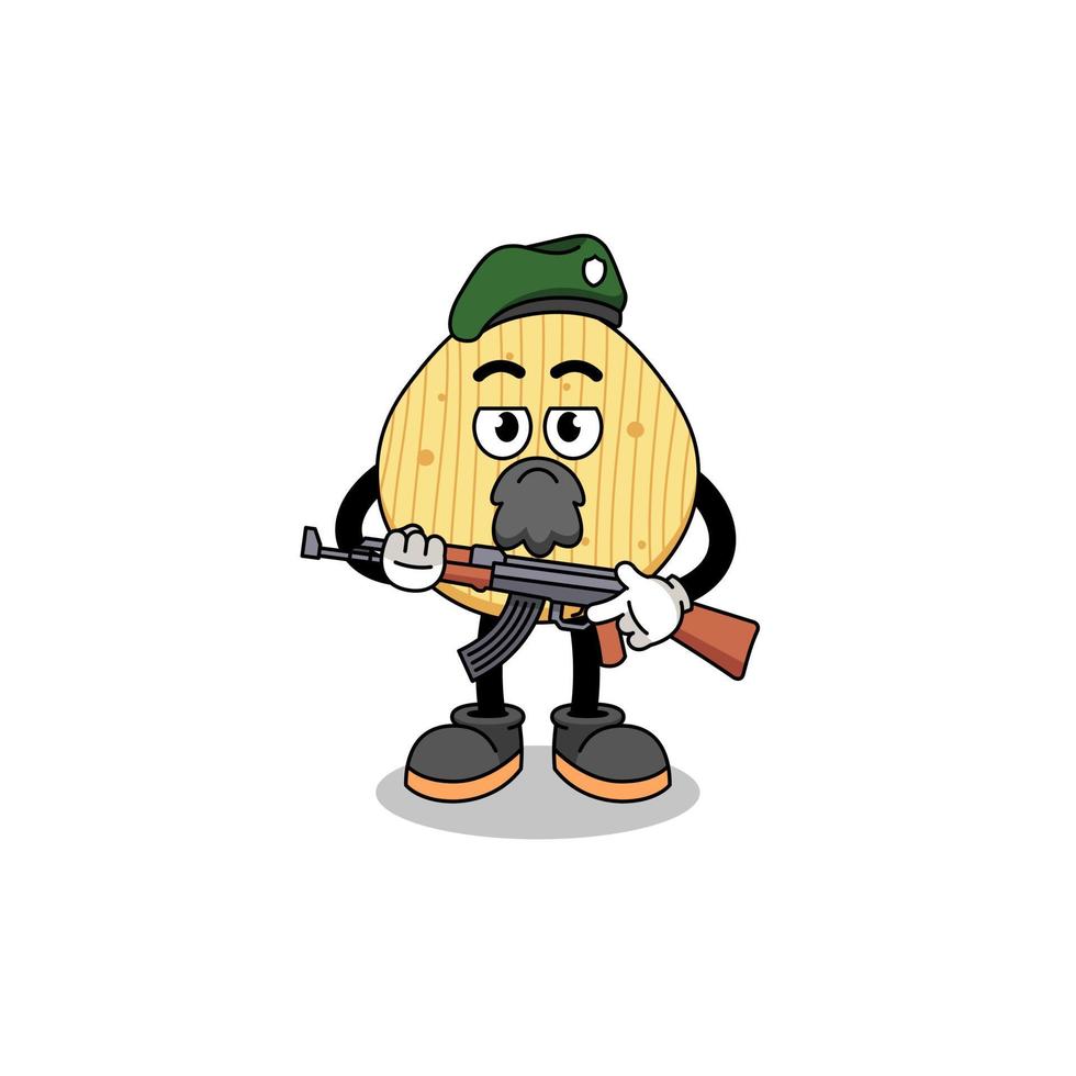 Character cartoon of potato chip as a special force vector