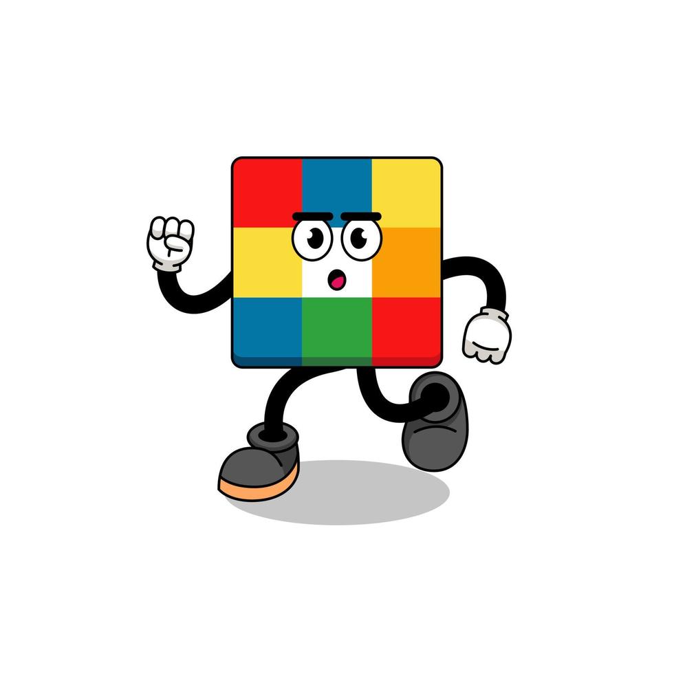 ilustración de mascota de rompecabezas de cubo corriendo vector