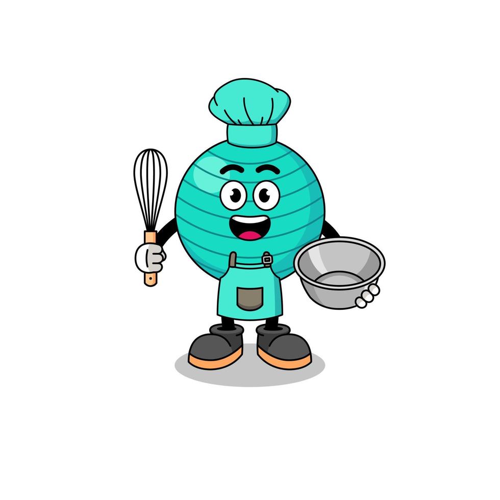 Illustration of exercise ball as a bakery chef vector