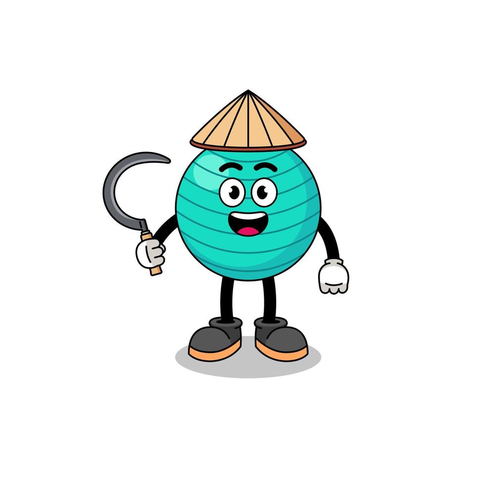 Illustration of exercise ball as an asian farmer vector
