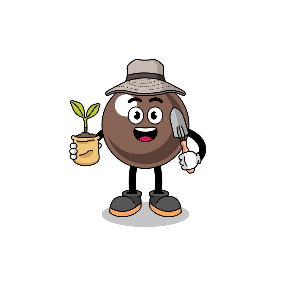 Illustration of tapioca pearl cartoon holding a plant seed vector