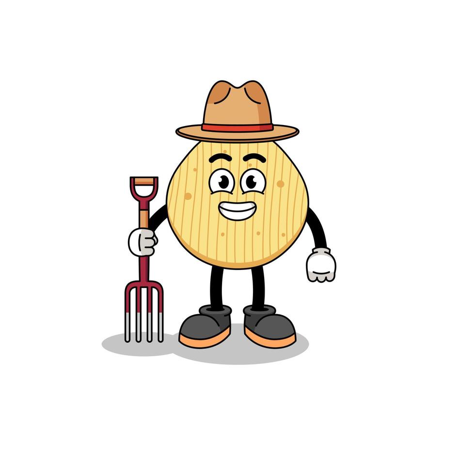 Cartoon mascot of potato chip farmer vector