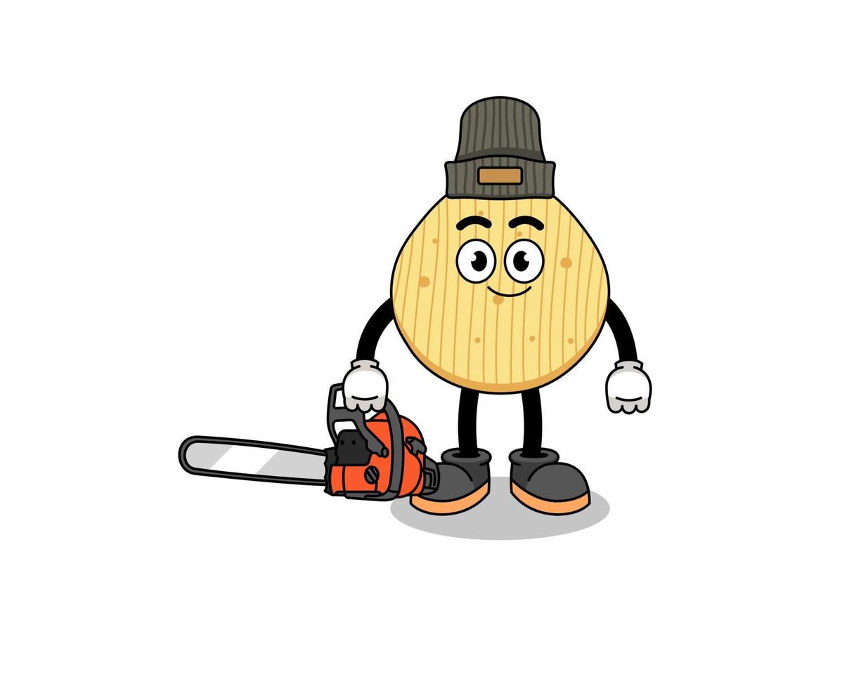 potato chip illustration cartoon as a lumberjack vector