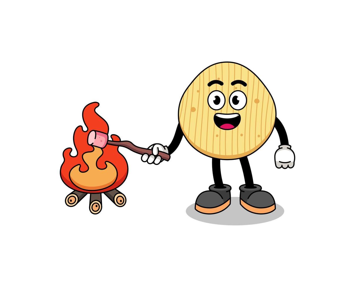 Illustration of potato chip burning a marshmallow vector