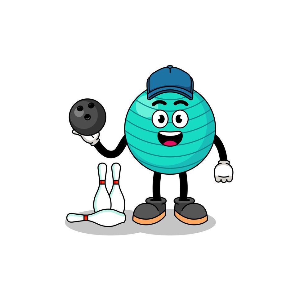 Mascot of exercise ball as a bowling player vector