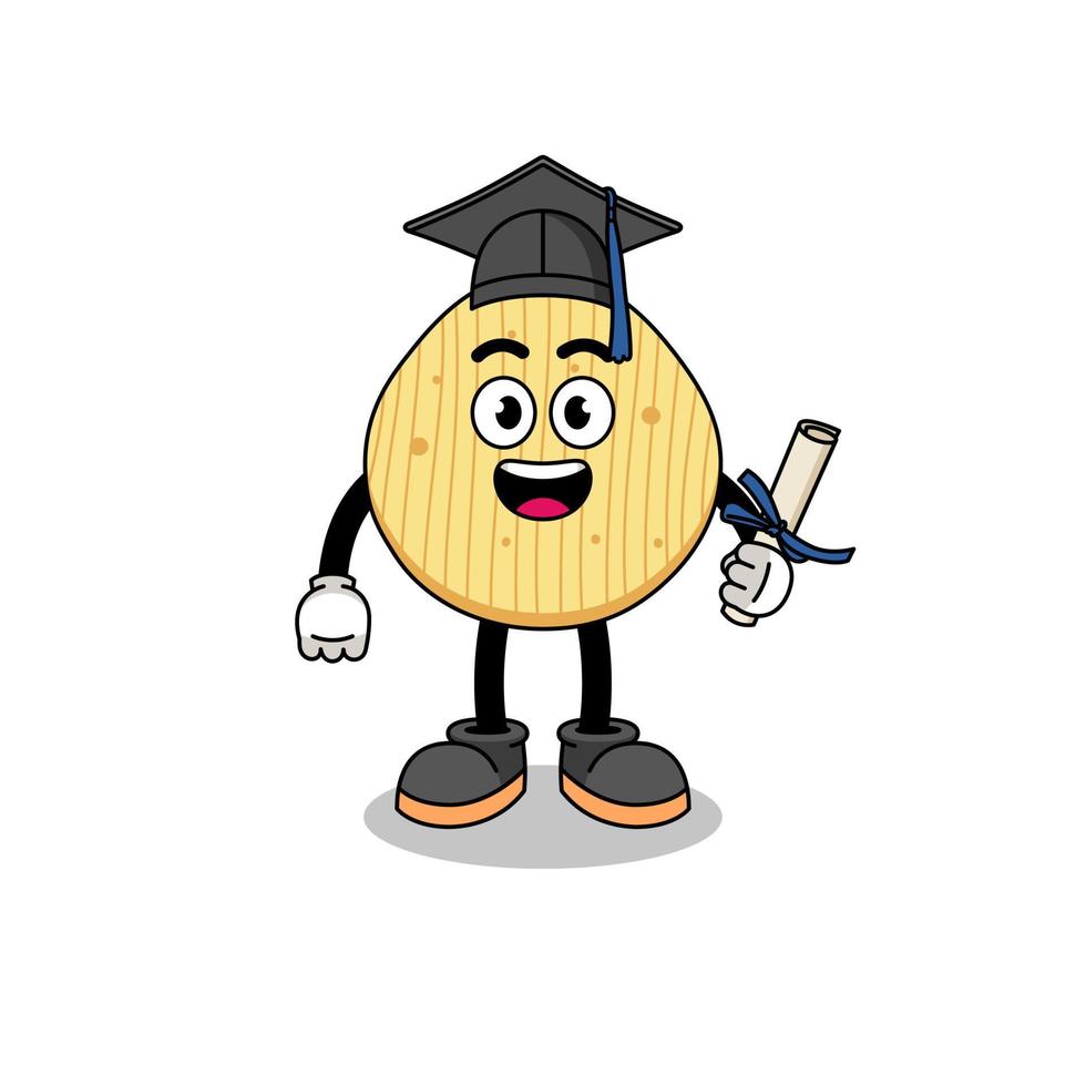 mascota de papas fritas con pose de graduación vector