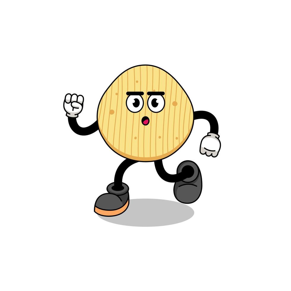 running potato chip mascot illustration vector
