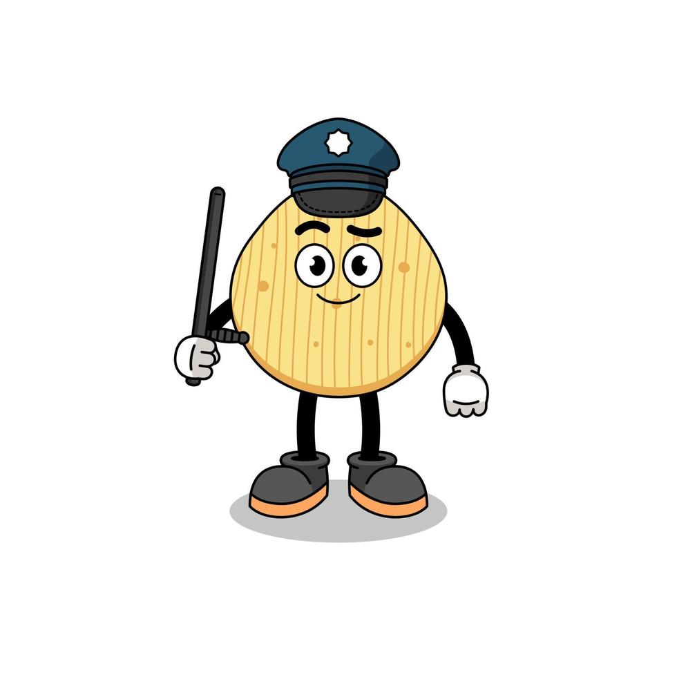 Cartoon Illustration of potato chip police vector