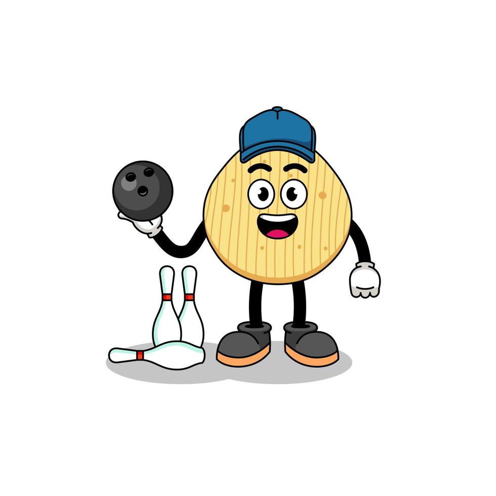 Mascot of potato chip as a bowling player vector