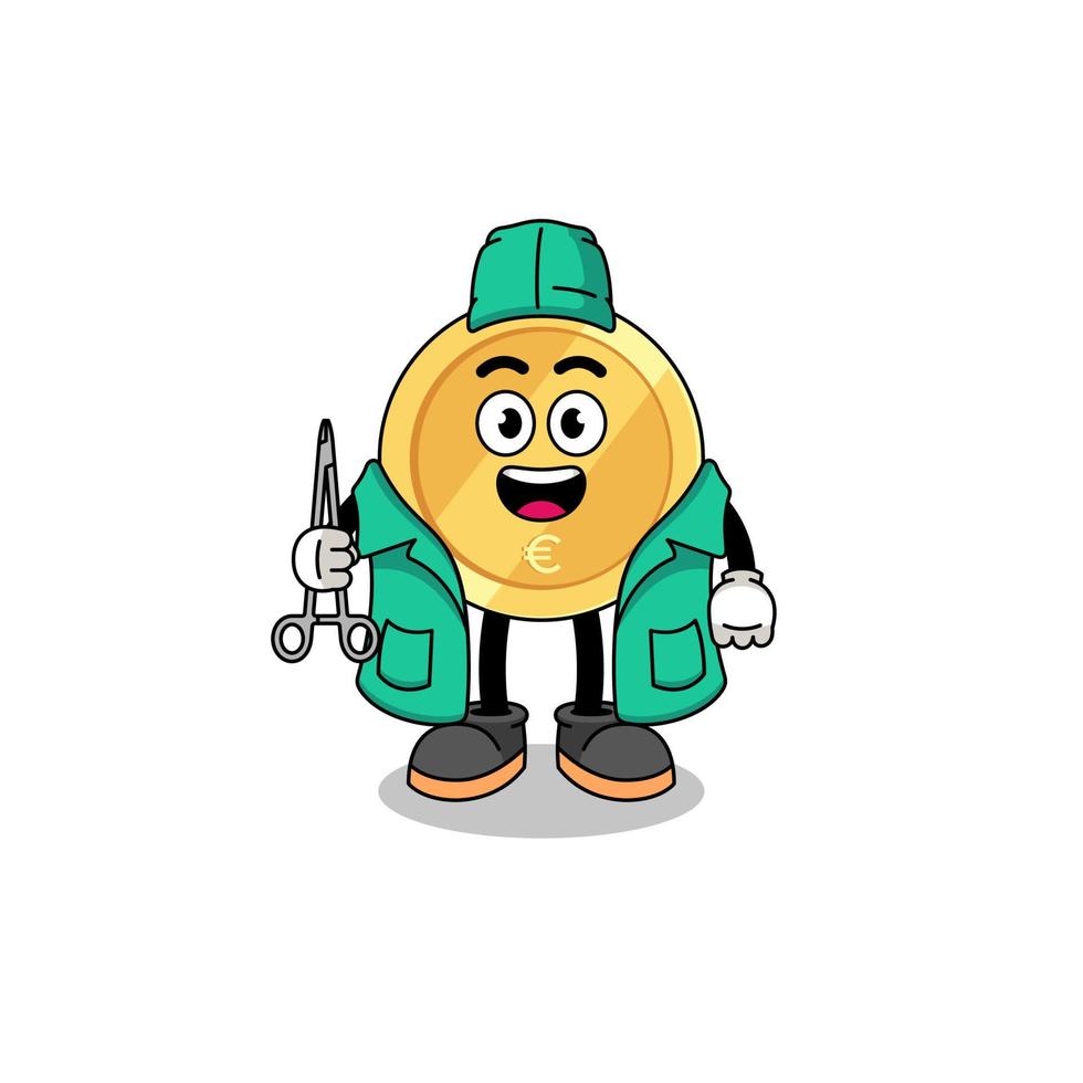 Illustration of euro coin mascot as a surgeon vector