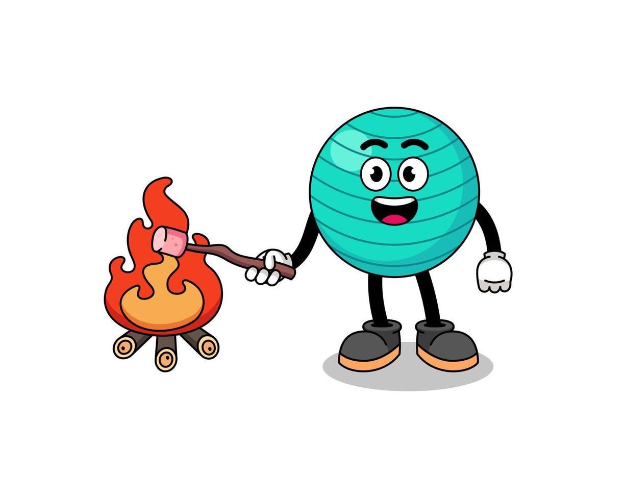Illustration of exercise ball burning a marshmallow vector