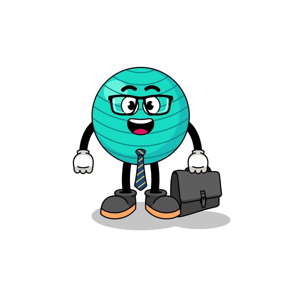 exercise ball mascot as a businessman vector