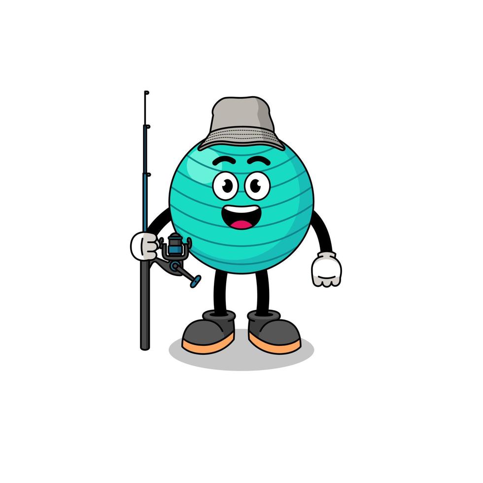 Mascot Illustration of exercise ball fisherman vector