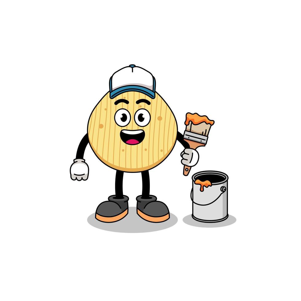 Character mascot of potato chip as a painter vector