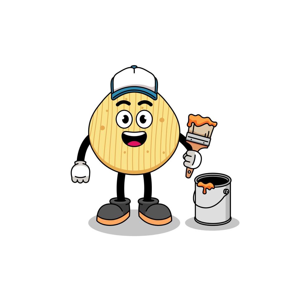 mascota de personaje de papas fritas como pintor vector