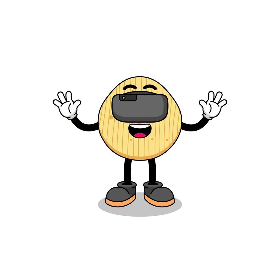 Illustration of potato chip with a vr headset vector