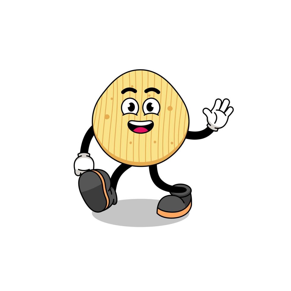 potato chip cartoon walking vector