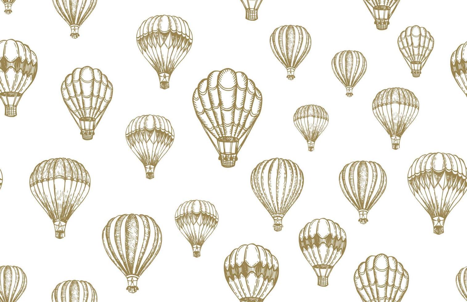 globos aerostáticos volando. ilustración dibujada a mano. vector