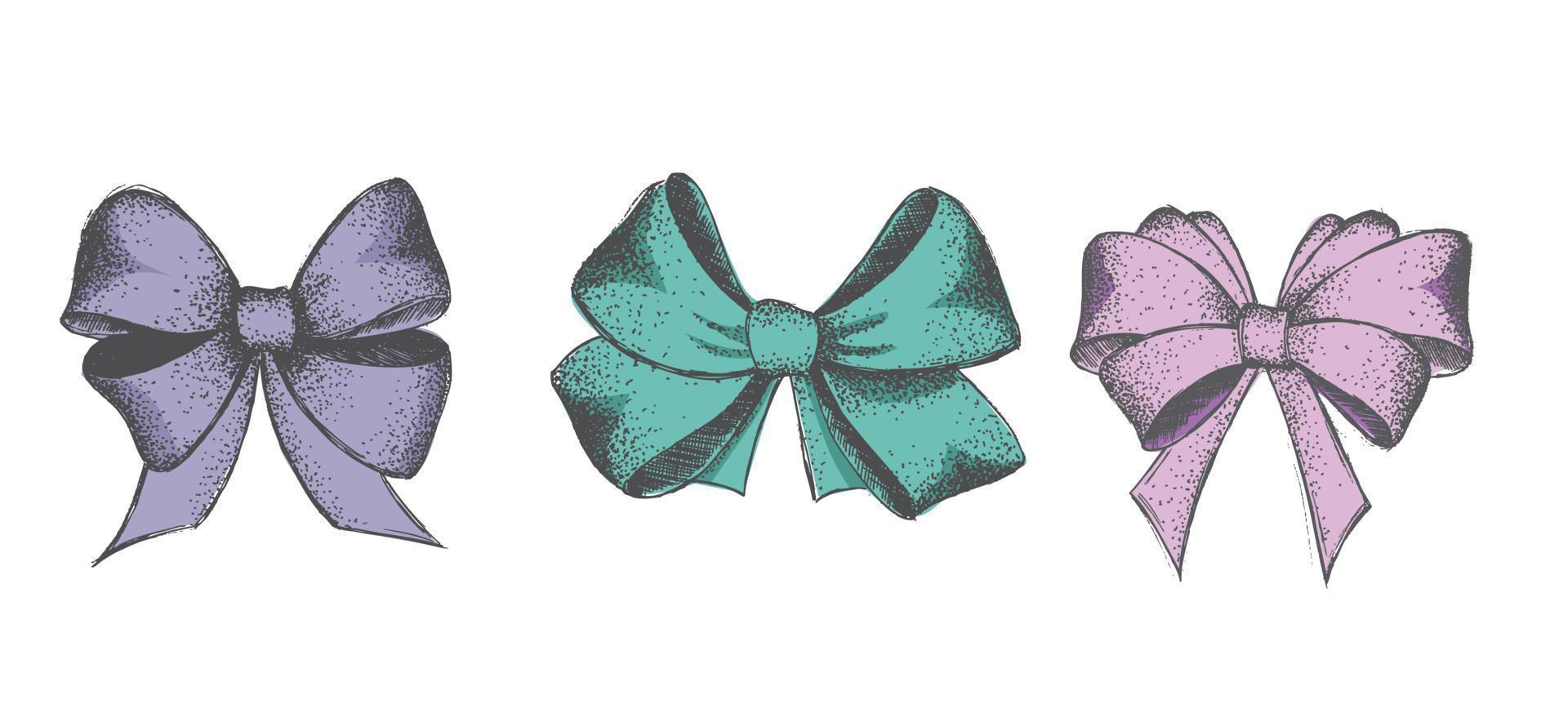Bow hand drawn illustrations. vector