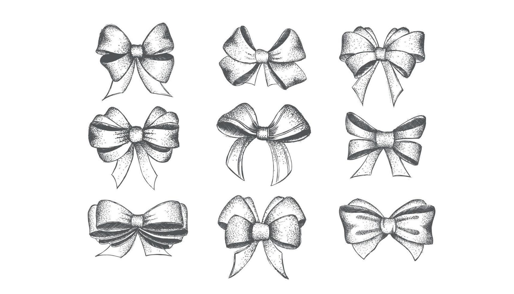 Bow hand drawn illustrations. vector