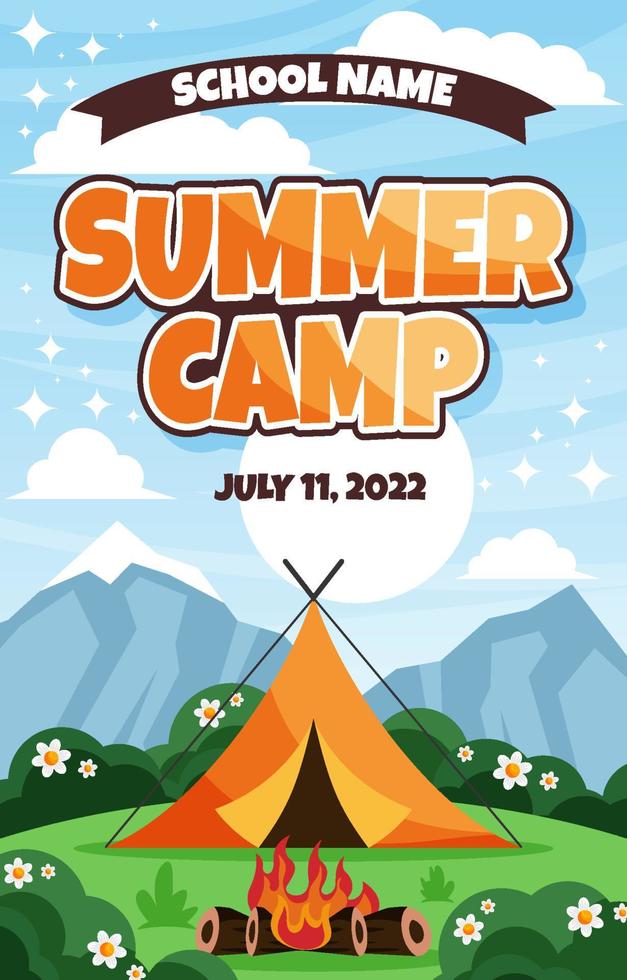 concepto de cartel de campamento de verano vector