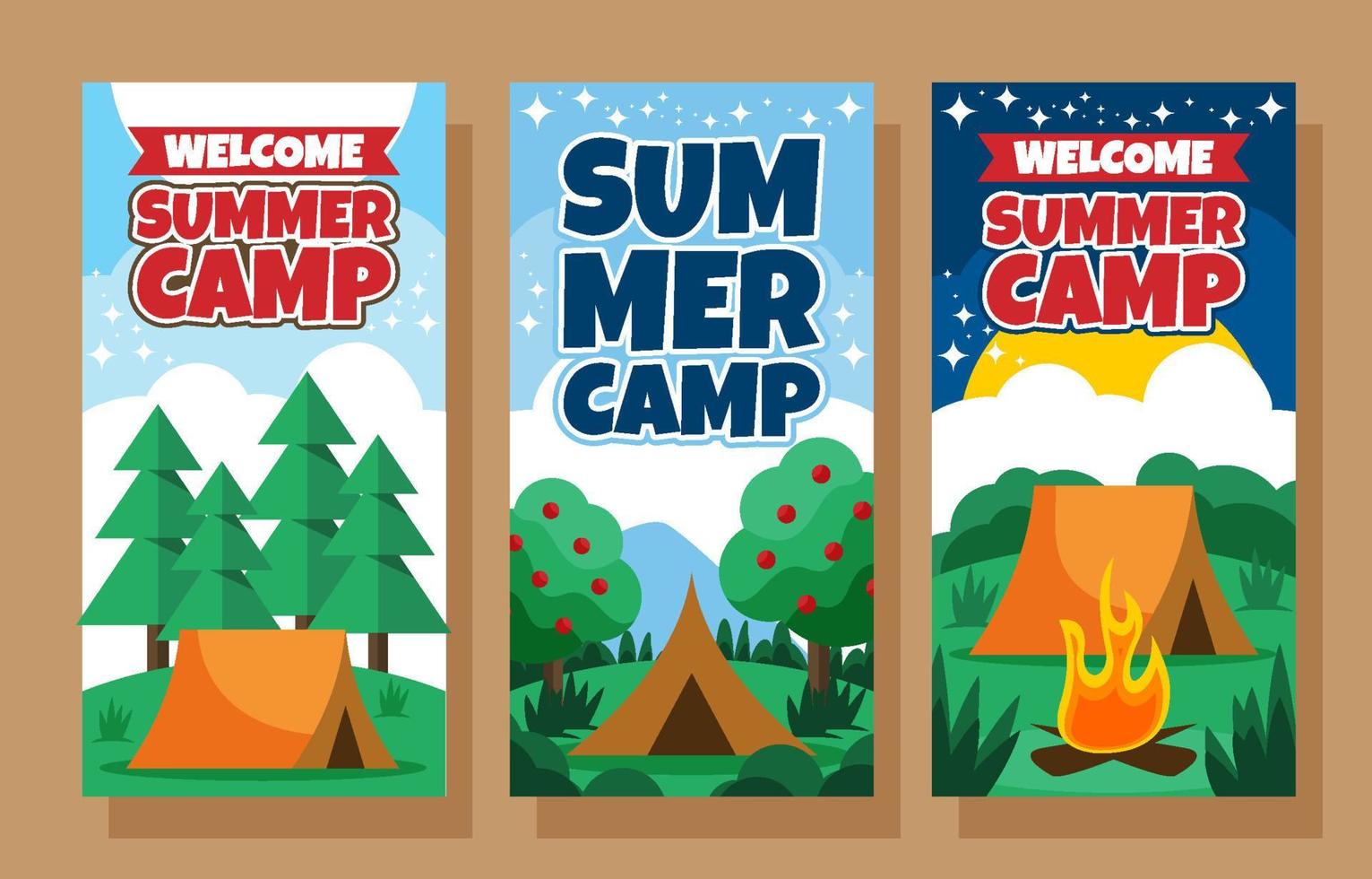 Summer Camp Banner Set vector