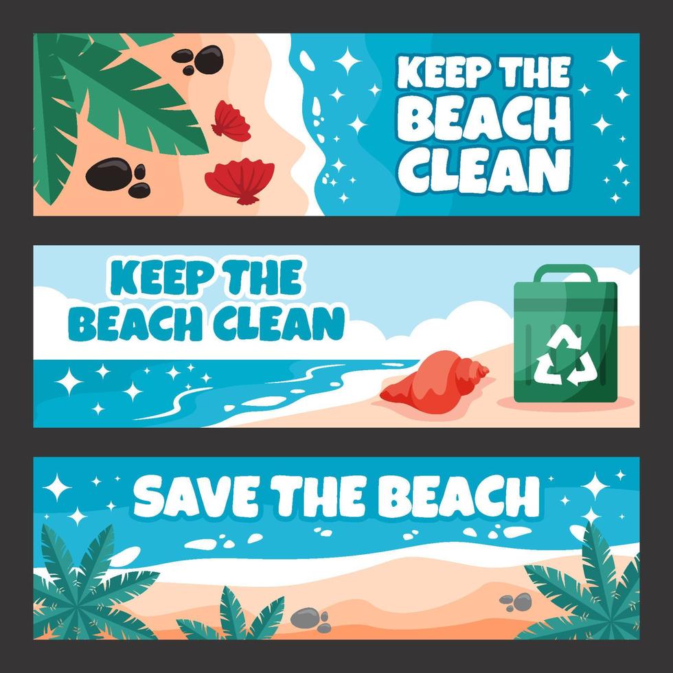 Beach Cleaning Banner Set vector