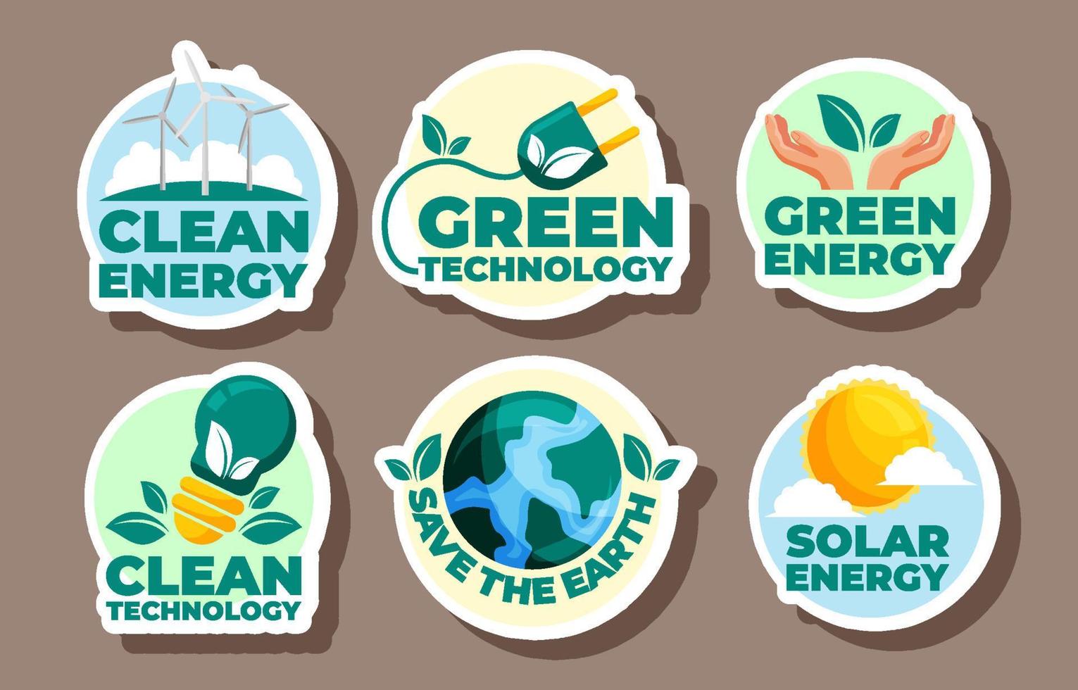 conjunto de pegatinas de tecnología ecológica verde vector