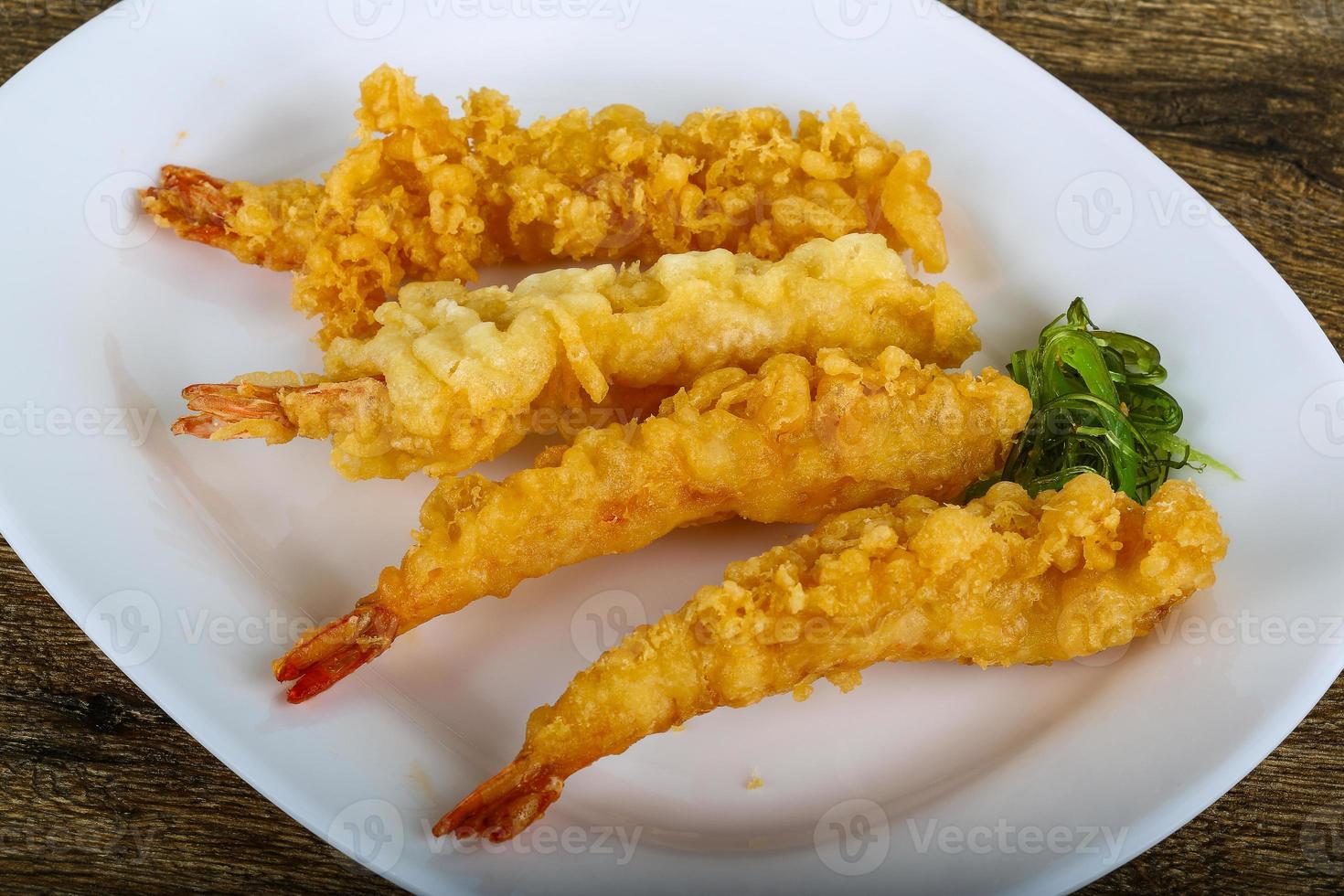 Prawn tempura on plate photo