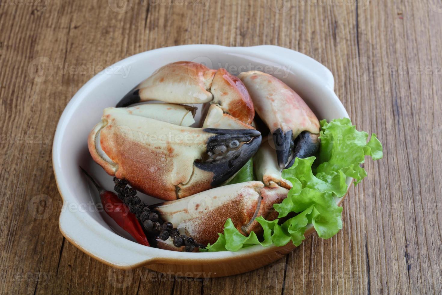 Crab claws on plate photo