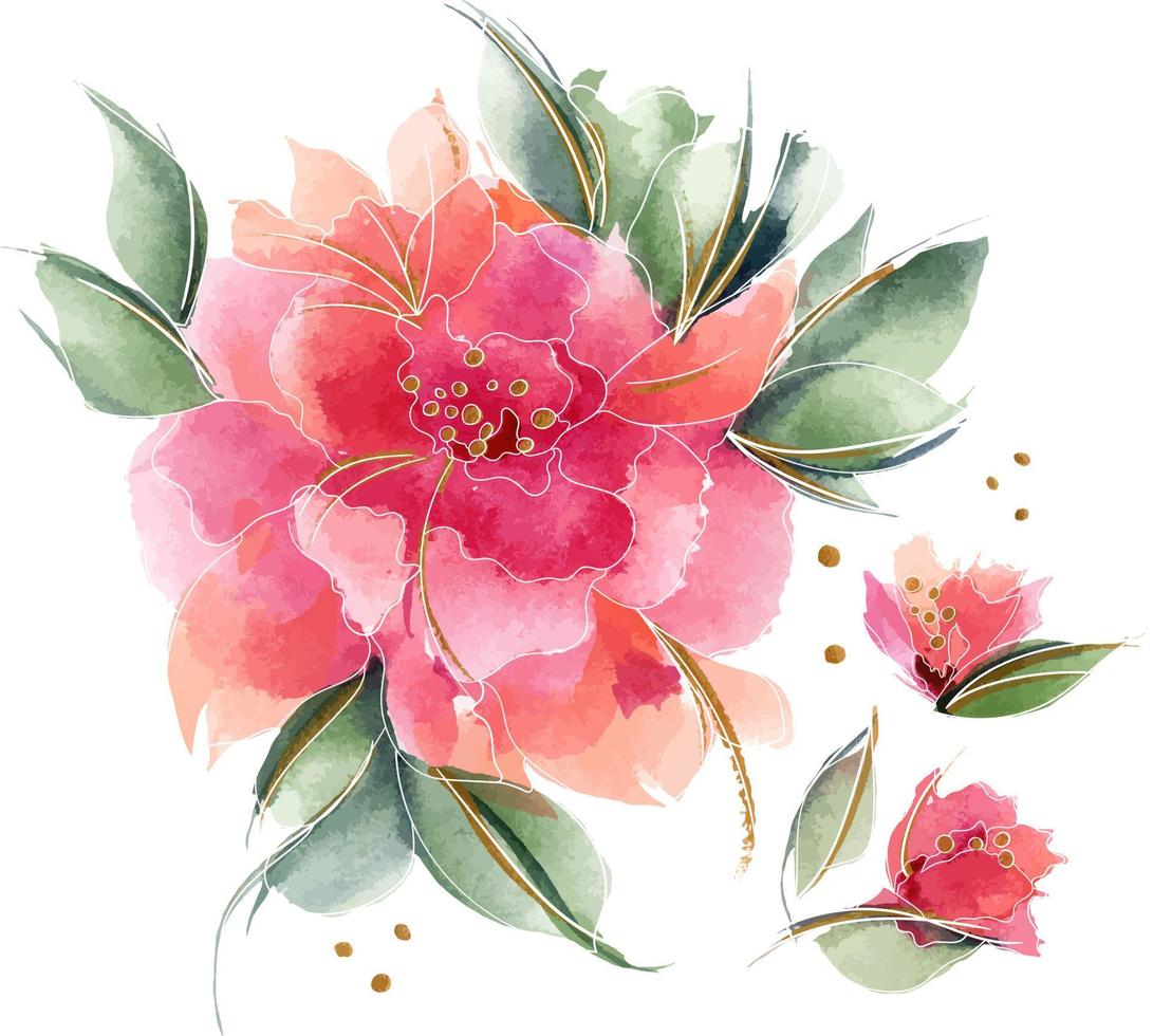 Pink floral composition with delicate fragrant rose flowers vector