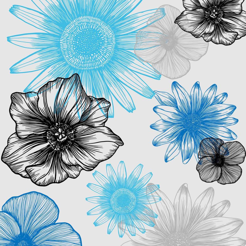 vector drawing and line  flower