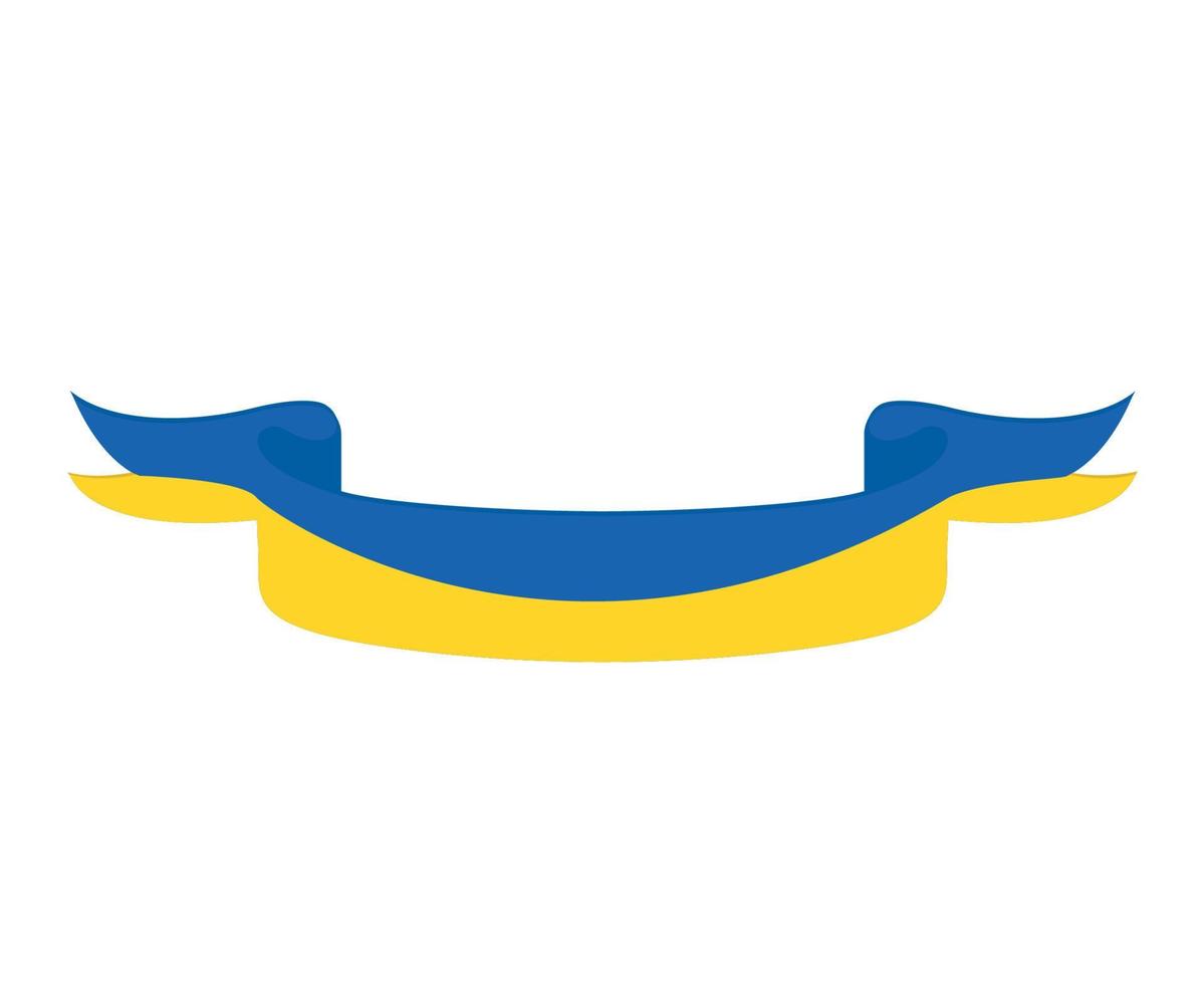 Ukraine Flag Ribbon Emblem Symbol Design National Europe Vector Abstract illustration