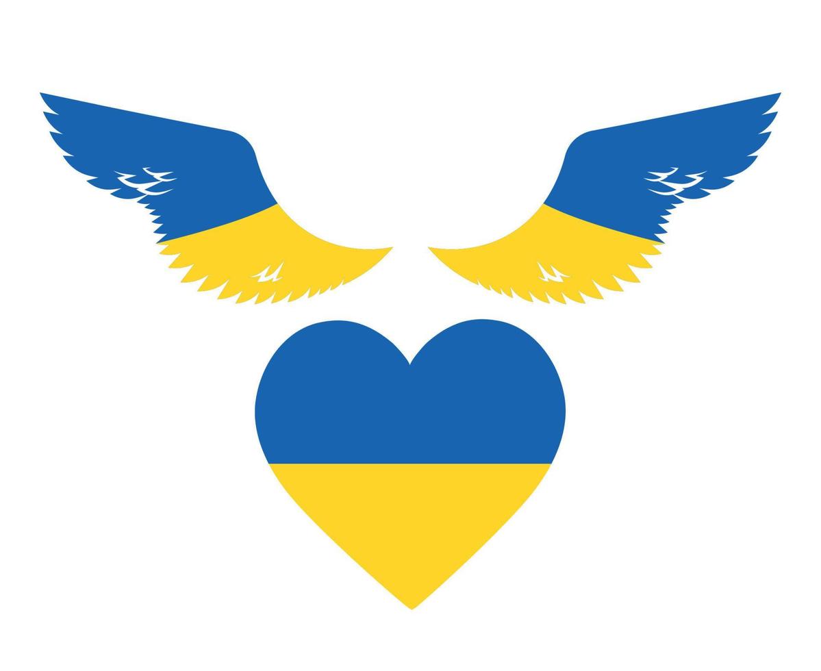 Ukraine Wings And Heart Flag Emblem Symbol National Europe Abstract Vector illustration Design