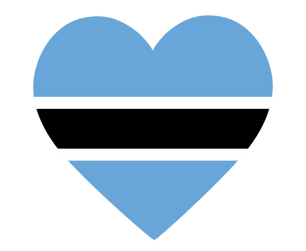 bandera nacional de botswana emblema de áfrica icono del corazón ilustración vectorial elemento de diseño abstracto vector