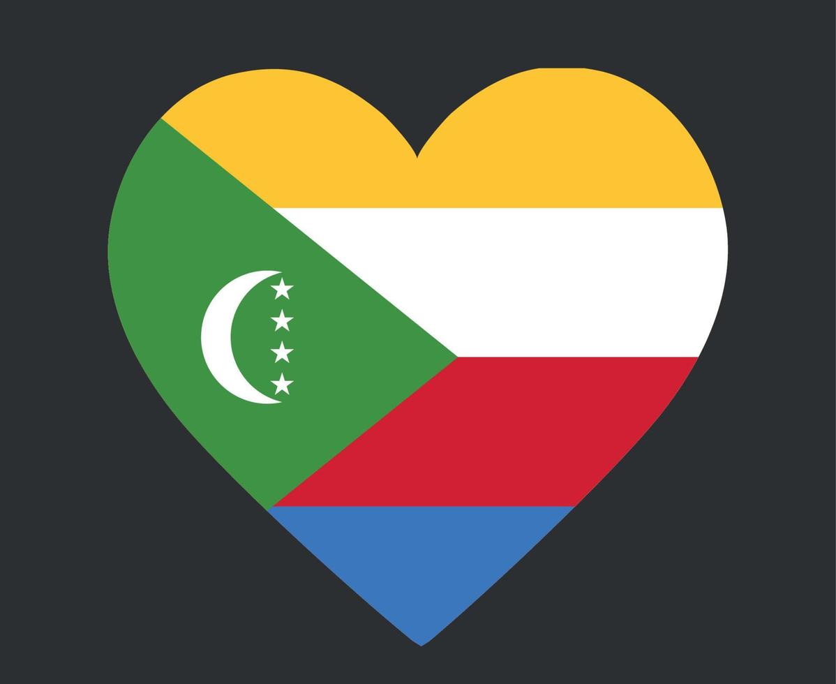 Comoros Flag National Africa Emblem Heart Icon Vector Illustration Abstract Design Element