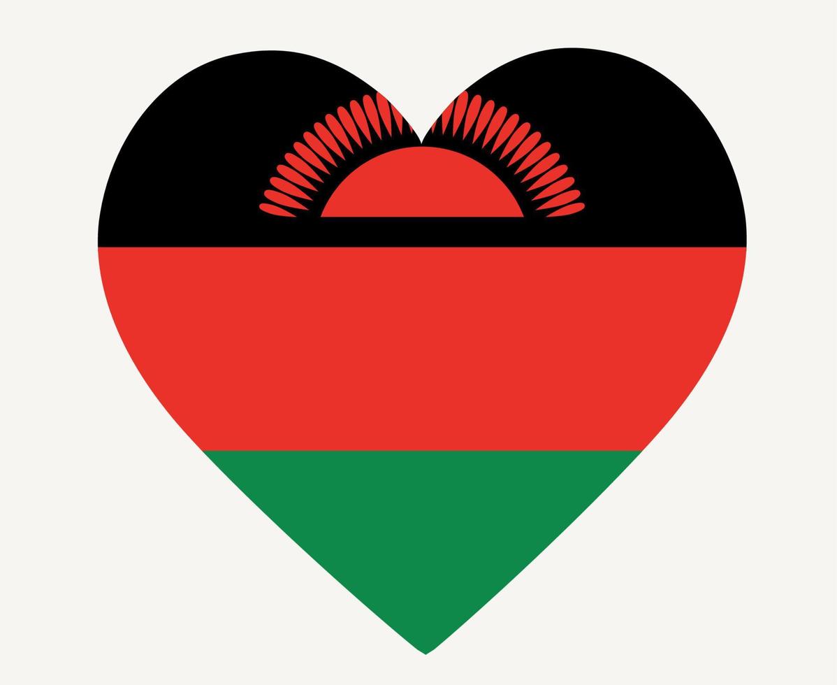 Malawi Flag National Africa Emblem Heart Icon Vector Illustration Abstract Design Element