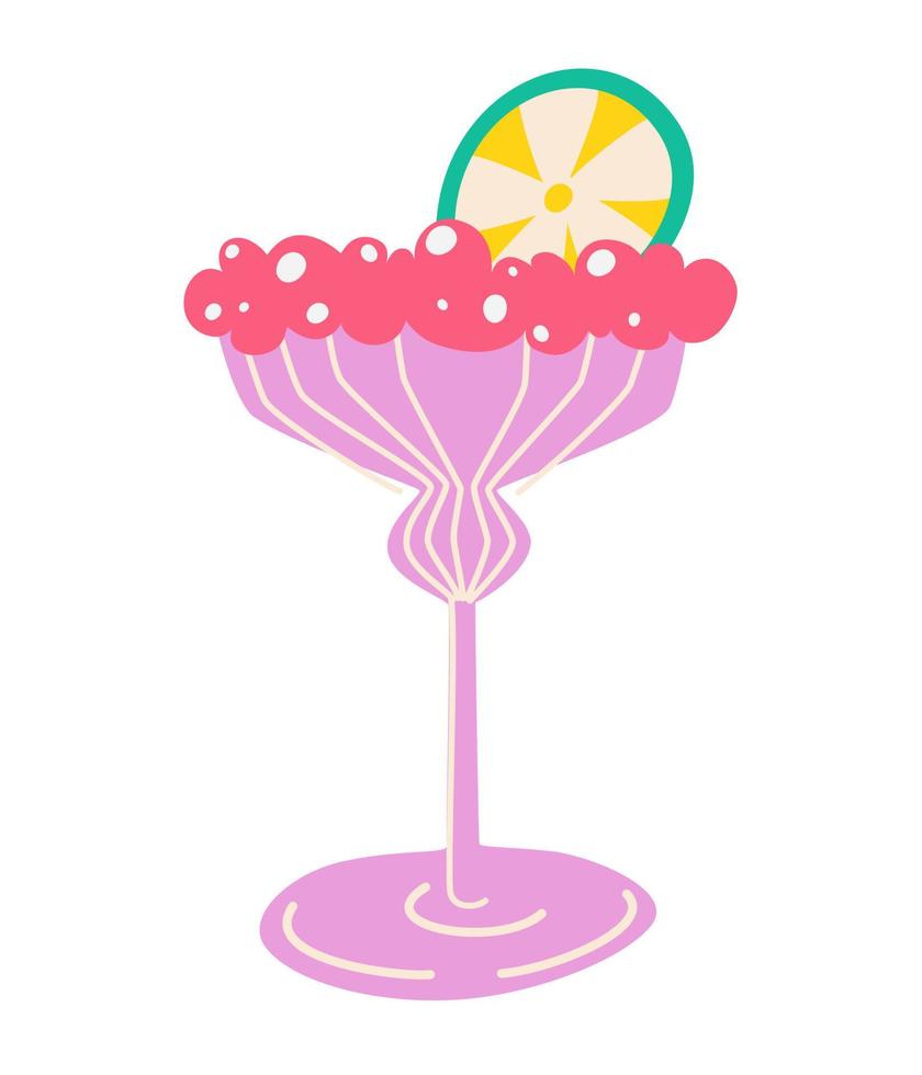 cóctel. bebida refrescante de verano en un vaso. cóctel con una rodaja de limón. para imprimir menús de restaurantes y pegatinas. ilustración vectorial dibujada a mano vector