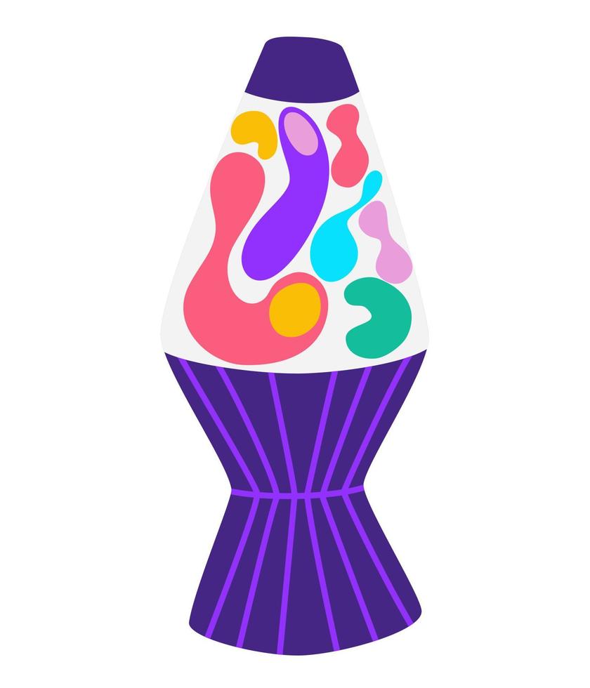 Lava lamp. Funny hippie 70s style lava light lamp. Bedroom nightly appliance. Astro lamp. Flat style trend modern logo design vector illustration