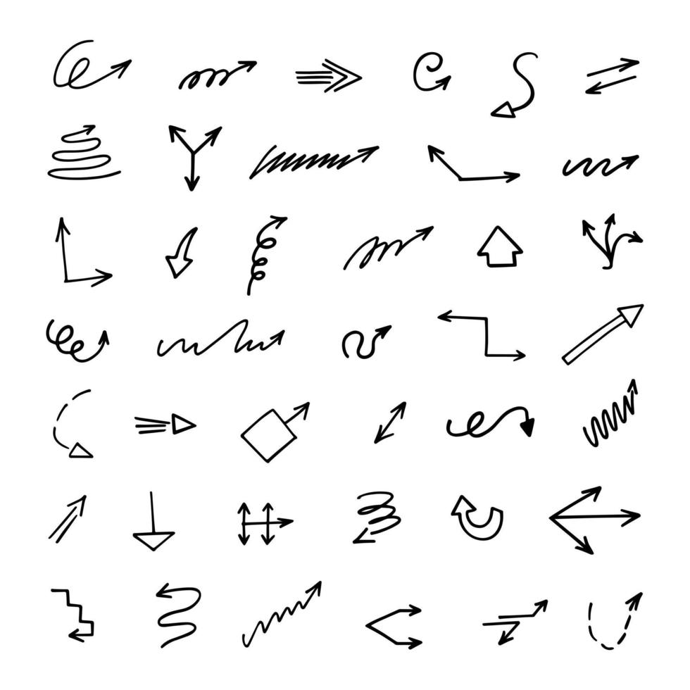 Vector set of hand drawn arrows, elements for presentation