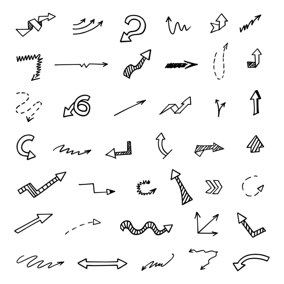 Vector set of hand drawn arrows, elements for presentation