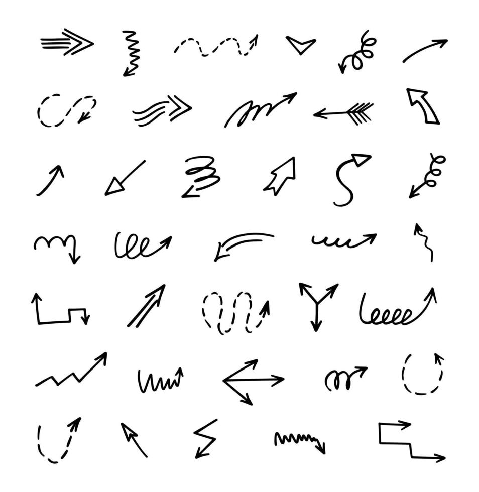 Vector set of hand drawn arrows, elements for presentation