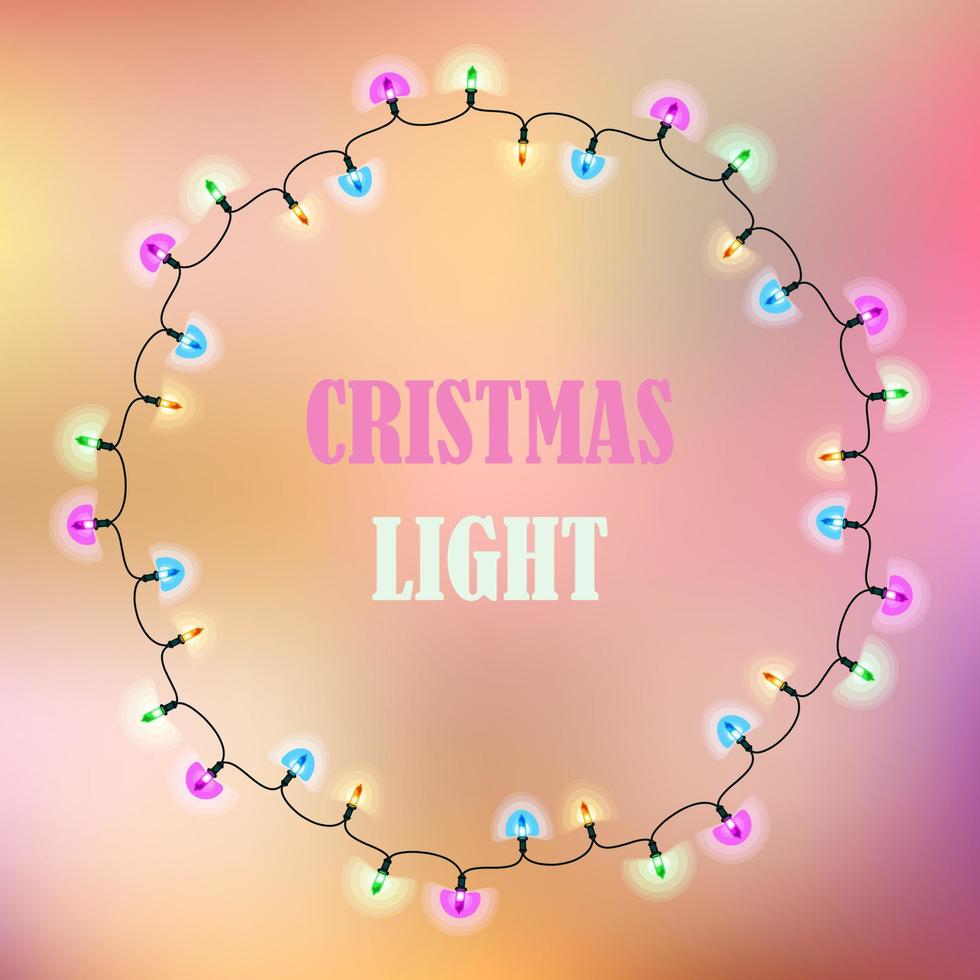 marco redondo vectorial hecho de guirnaldas, iluminación. luz de Navidad vector